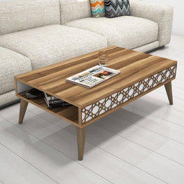 Hanah Home City - Mesa de centro Nogal y Blanco